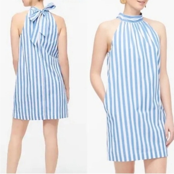 J. Crew Factory Dresses & Skirts - J. Crew Factory Tie-Neck Cotton Striped Mini Dress 14 Plus Size